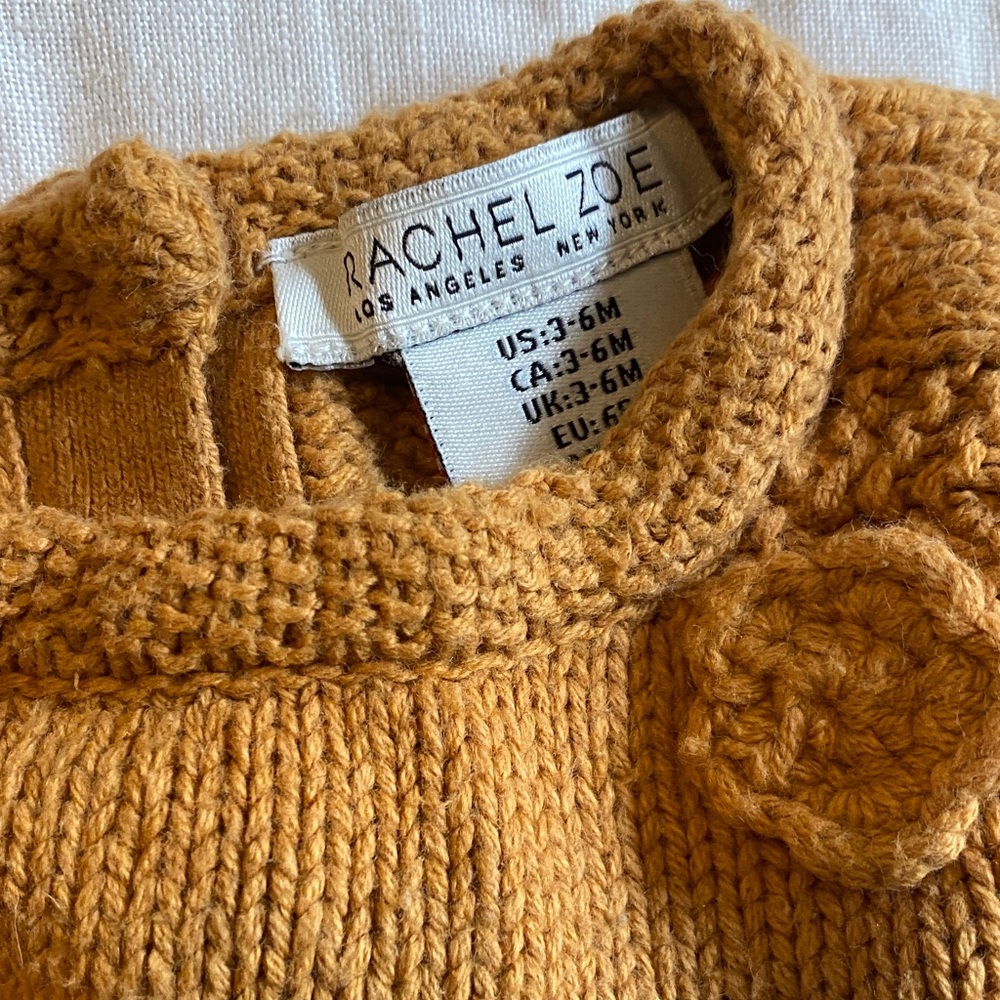 Rachel Zoe Mustard Knit Dress with Matching Beret and White Tights - Picture 2 of 2